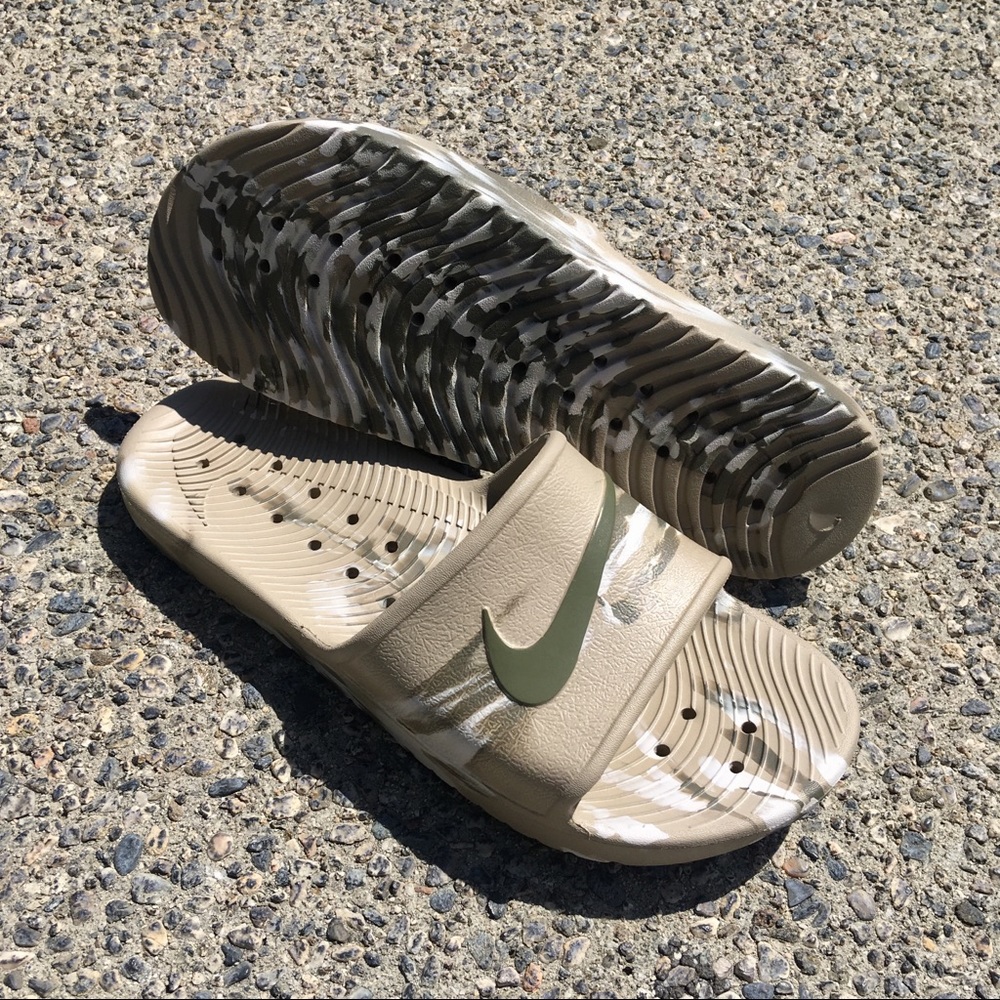 NIKE KAWA SHOWER SANDALS SWOOSH ARMY STYLE MARBLE - Picture 6 of 6
